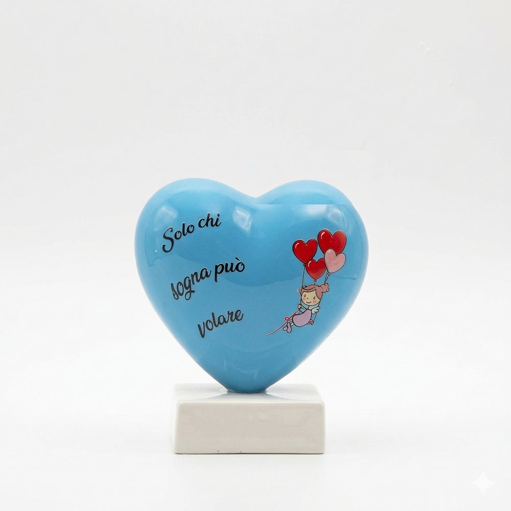 Twine of Earth Ceramic Heart on Base with Phrase 13 cm