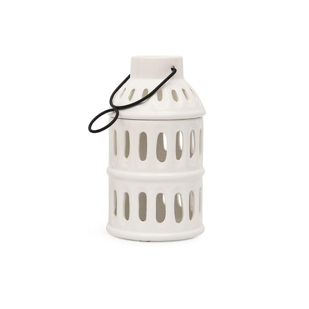 Palais Royal Porta Candele Lanterna Traforata Bianca Porta Tea Light 16x9 Cm 1036020a