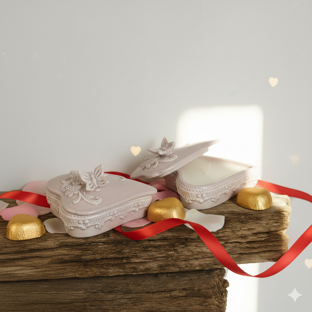 AD Creation Scatola in Porcellana Tortora 10x16x9h