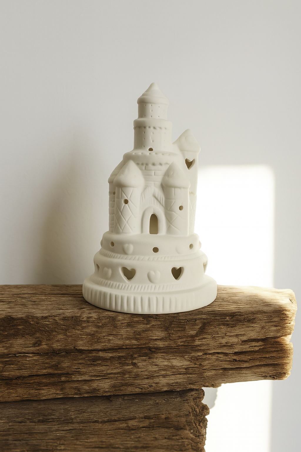 Ad Creation Castello Led in Ceramica Biscuit Bianco Principessa 16x10 Cm