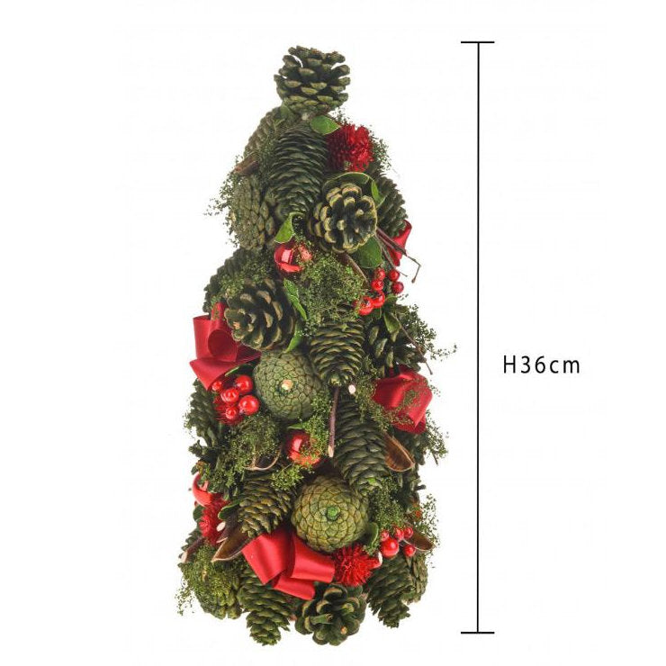 Albero di Natale Brandani con pigne e fiocchi 15xH36 cm decorazione rustica elegante