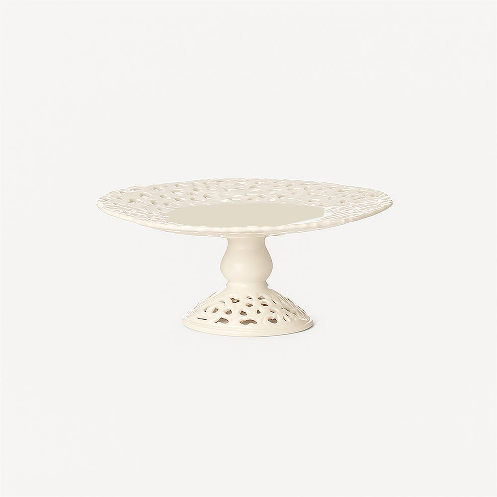 Alzatina traforata in ceramica bianca Arte di Nacchi KF-79 28,5x12 cm