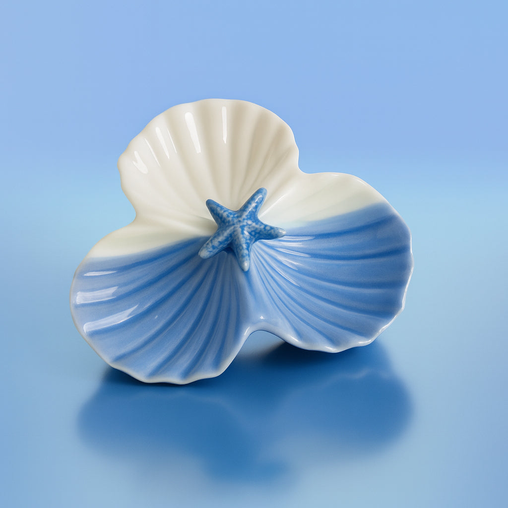 Antipastiera Ilary Queen in porcellana blu tema mare Ø 16 cm