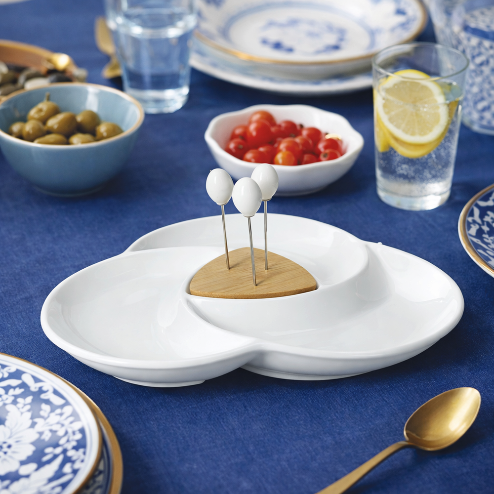 Antipastiera Spicchio di Luna Brandani porcellana bamboo 26x24 cm Art 51674