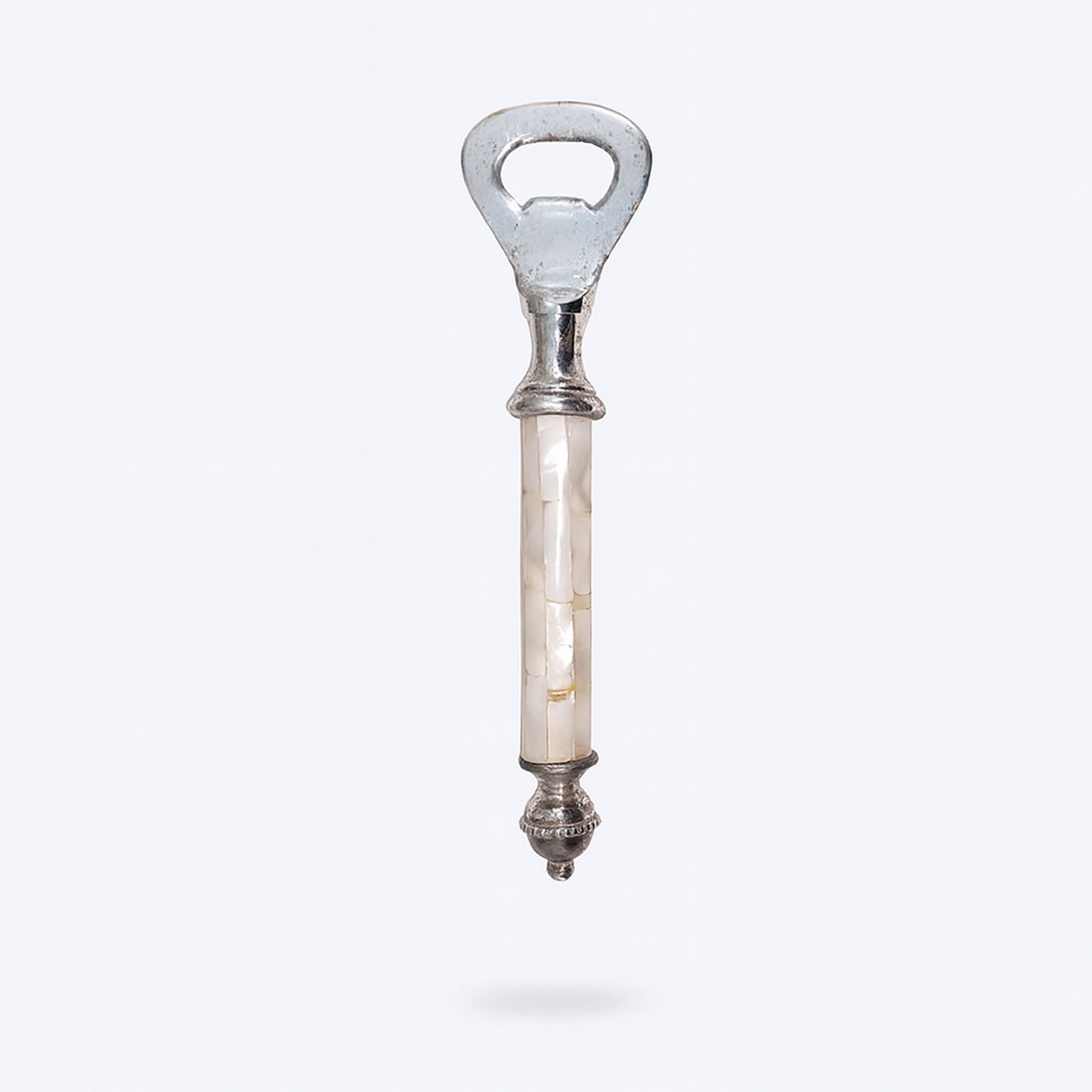 Apribottiglia Daliana Old Sheffield anticato in metallo H 15 cm