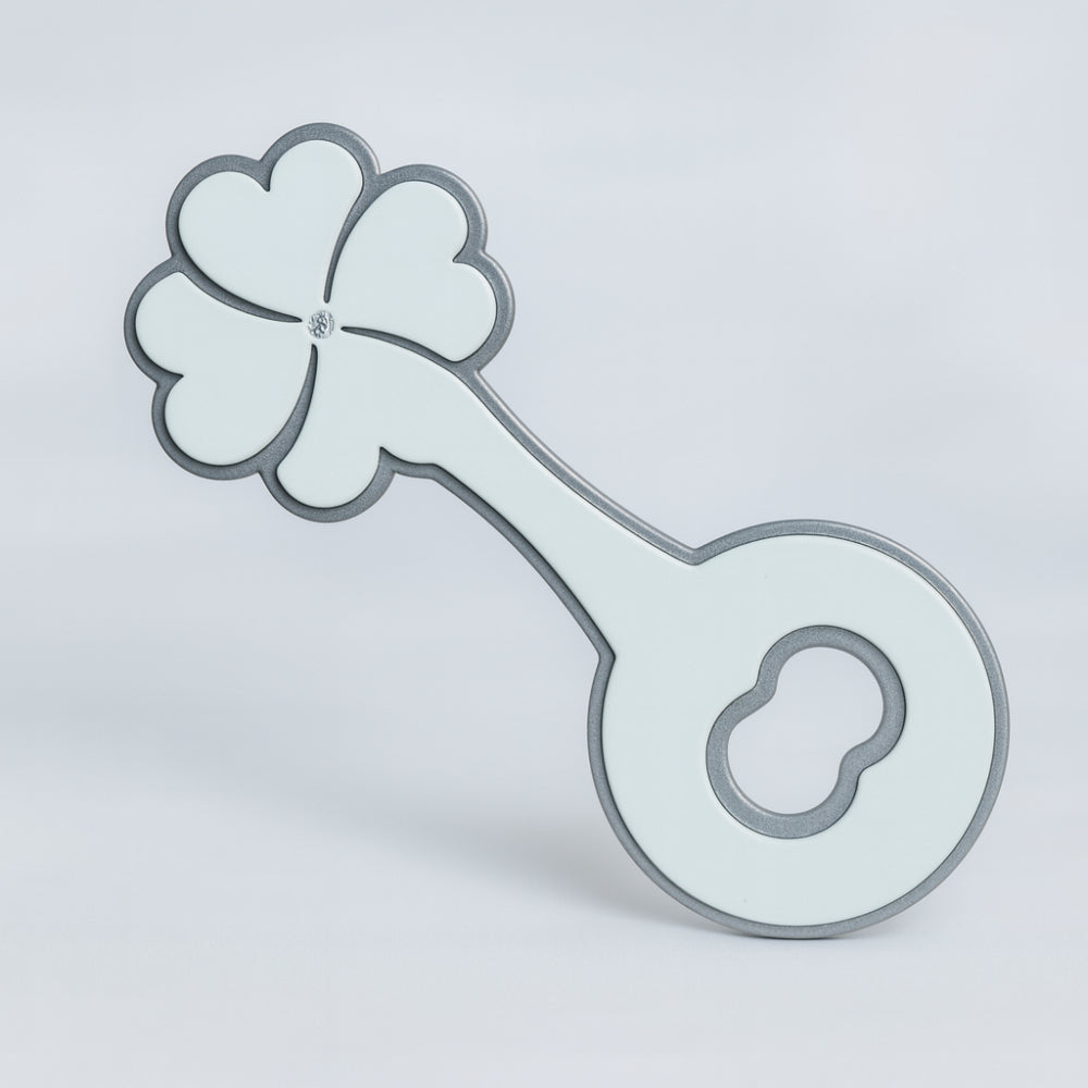 Apribottiglia in metallo con decoro quadrifoglio 16 cm