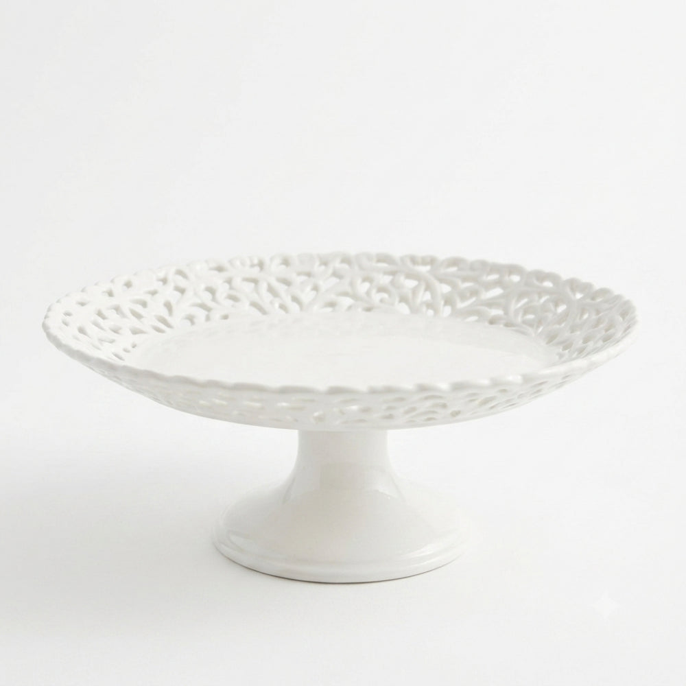 Arte di Nacchi Alzata Ovale Traforata in Ceramica 31,5x21x12 cm