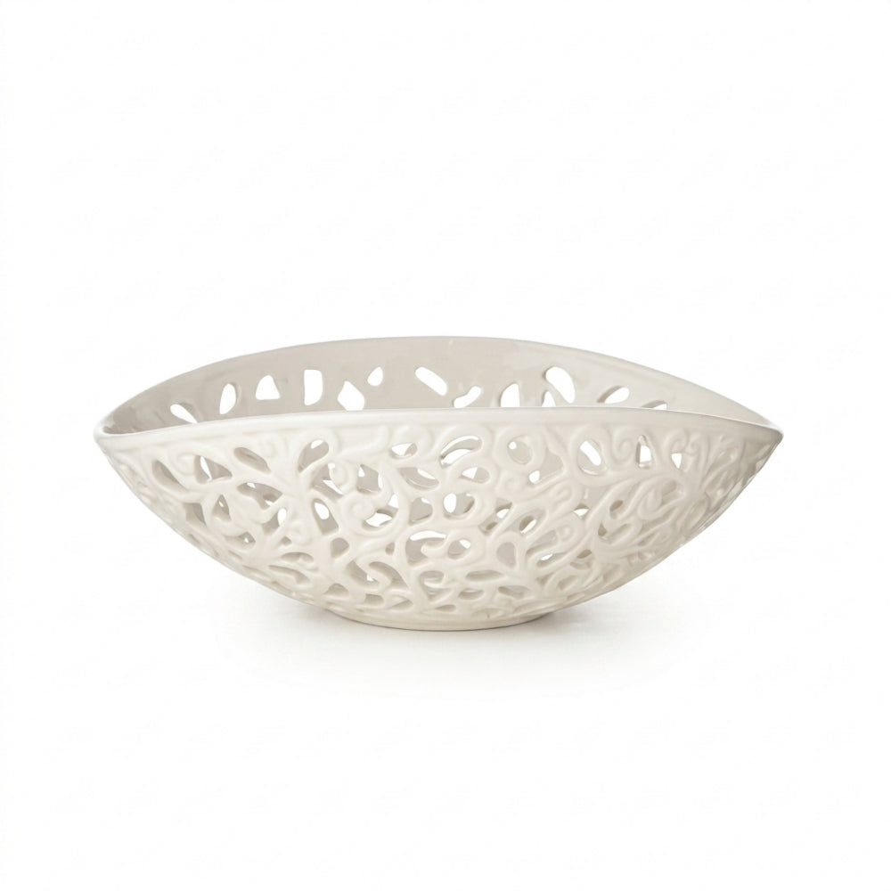 Arte di Nacchi Centrotavola Traforato Ceramica 30x20x10,5