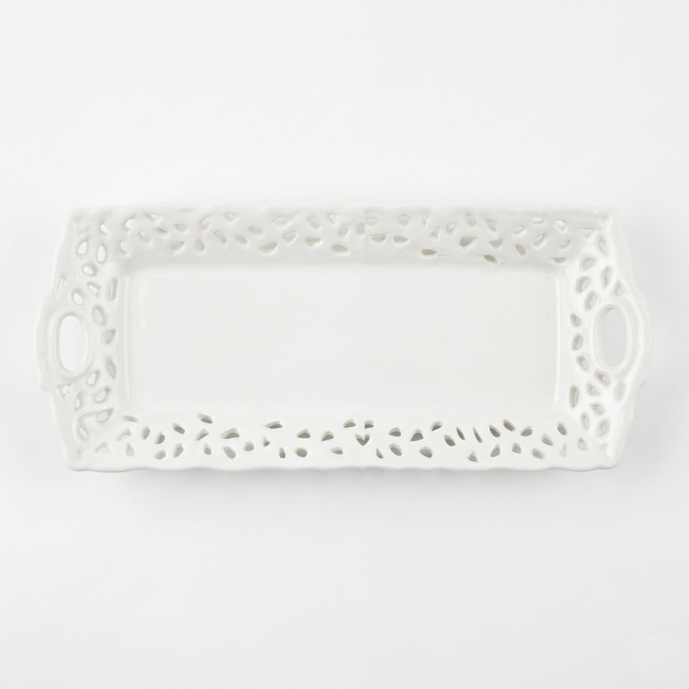 Arte di Nacchi Vassoio Traforato Ceramica 35x15cm