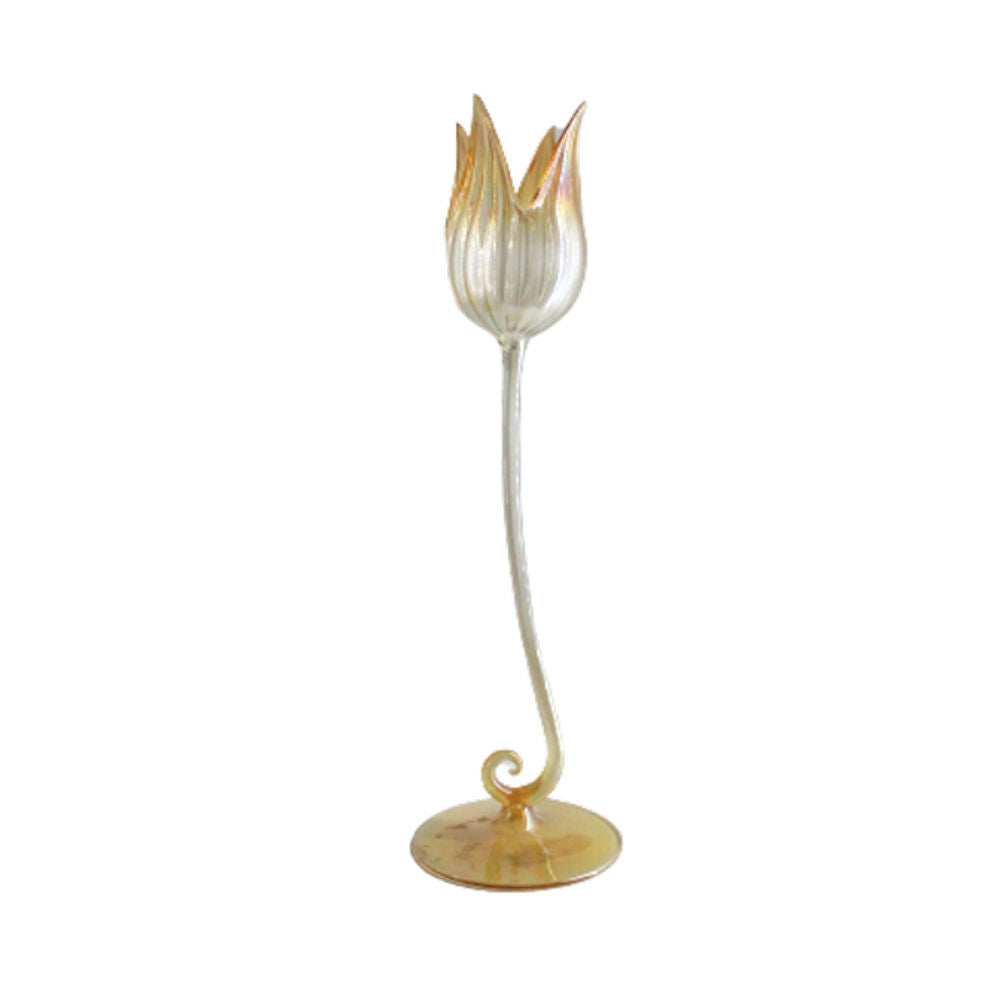 Artevetro Ambra Tulipe H27x8cm Porta Candela Vetro Soffiato