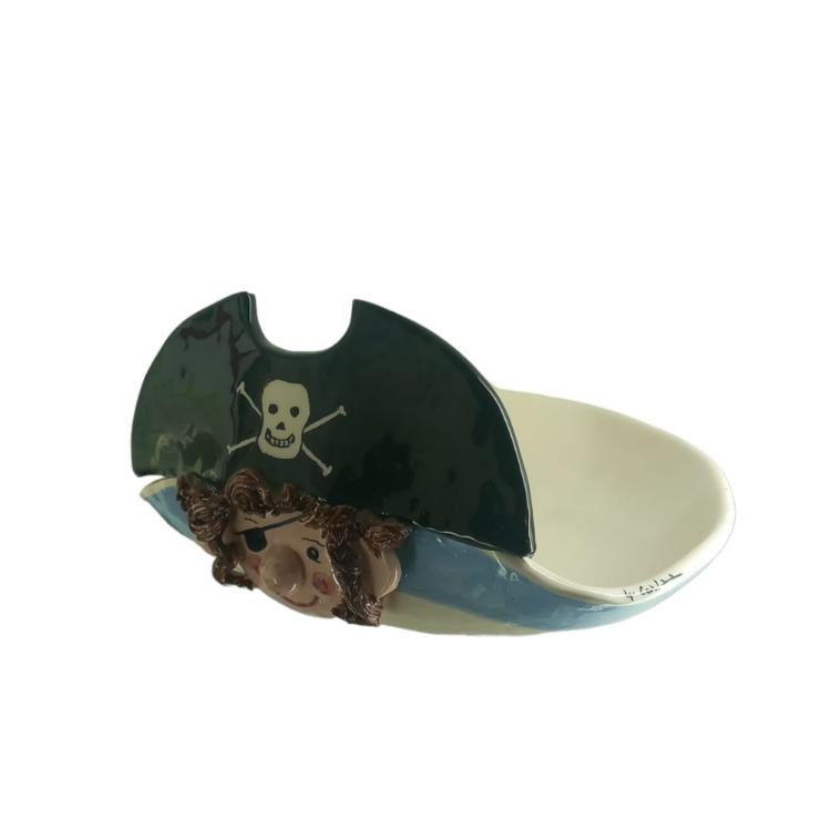 Arthesiana Centro Tavola Porta Bon Bon Pirata 27,5cm In Ceramica Fatto Mano Eventi