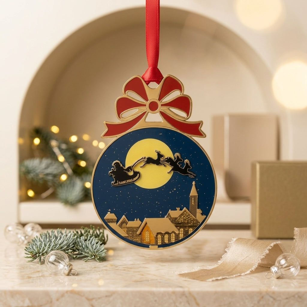Babbomatto Medaglione Santa Claus Metallo 6x8 cm Decorazione Natale