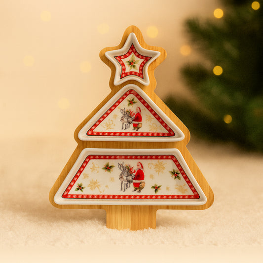 Babbomatto antipastiera Babborenna in legno e porcellana 15x21 cm