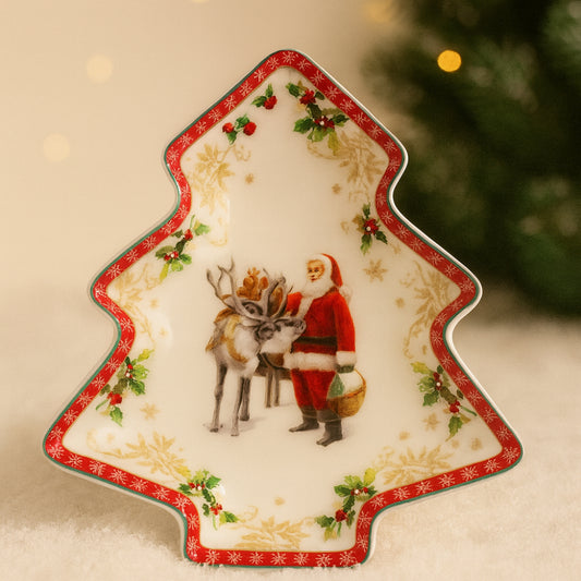 Babbomatto centro albero Babbo Natale in porcellana 19x16 cm