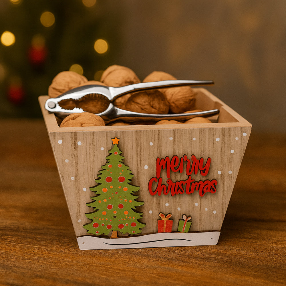 Babbomatto portanoci in legno con schiaccianoci 10.5x16x16 cm