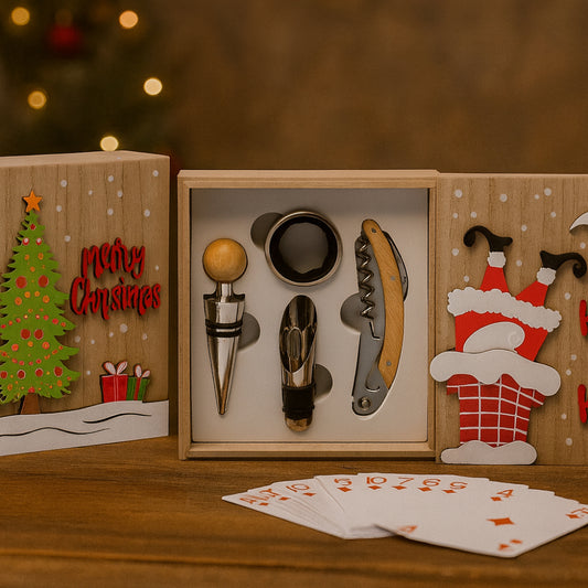 Babbomatto scatola attrezzi vino in legno 16x14x5 cm