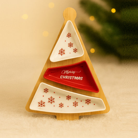 Babbomatto set aperitivo Albero in porcellana e legno 23x32 cm