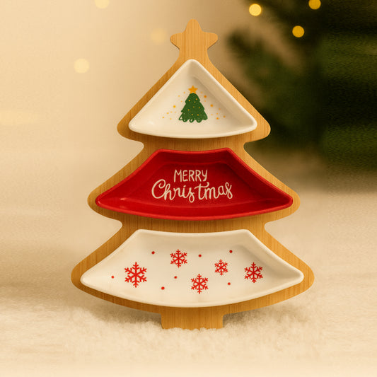 Babbomatto set aperitivo Albero in porcellana e legno 30x24 cm