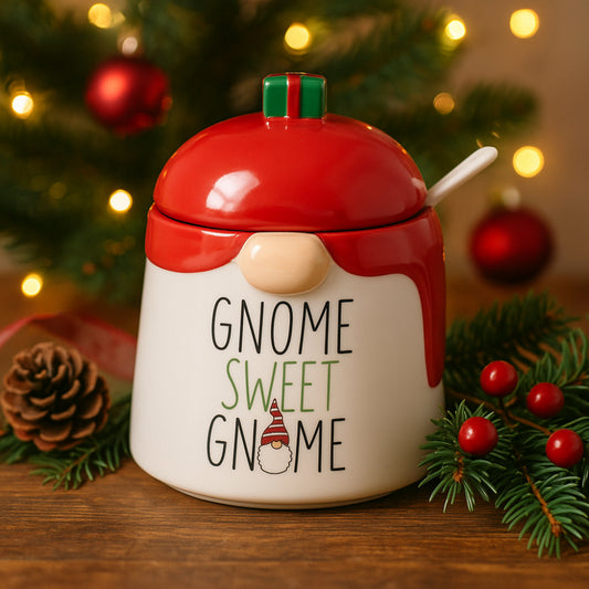Babbomatto zuccheriera Gnome Sweet Gnome in ceramica H12x9 cm