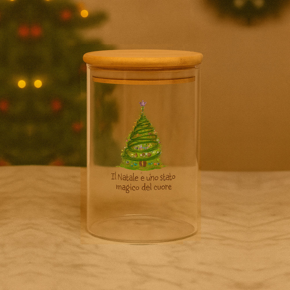 Barattolo Natale Babbomatto Ø10 H12 con frase “Il Natale è uno stato magico del cuore”