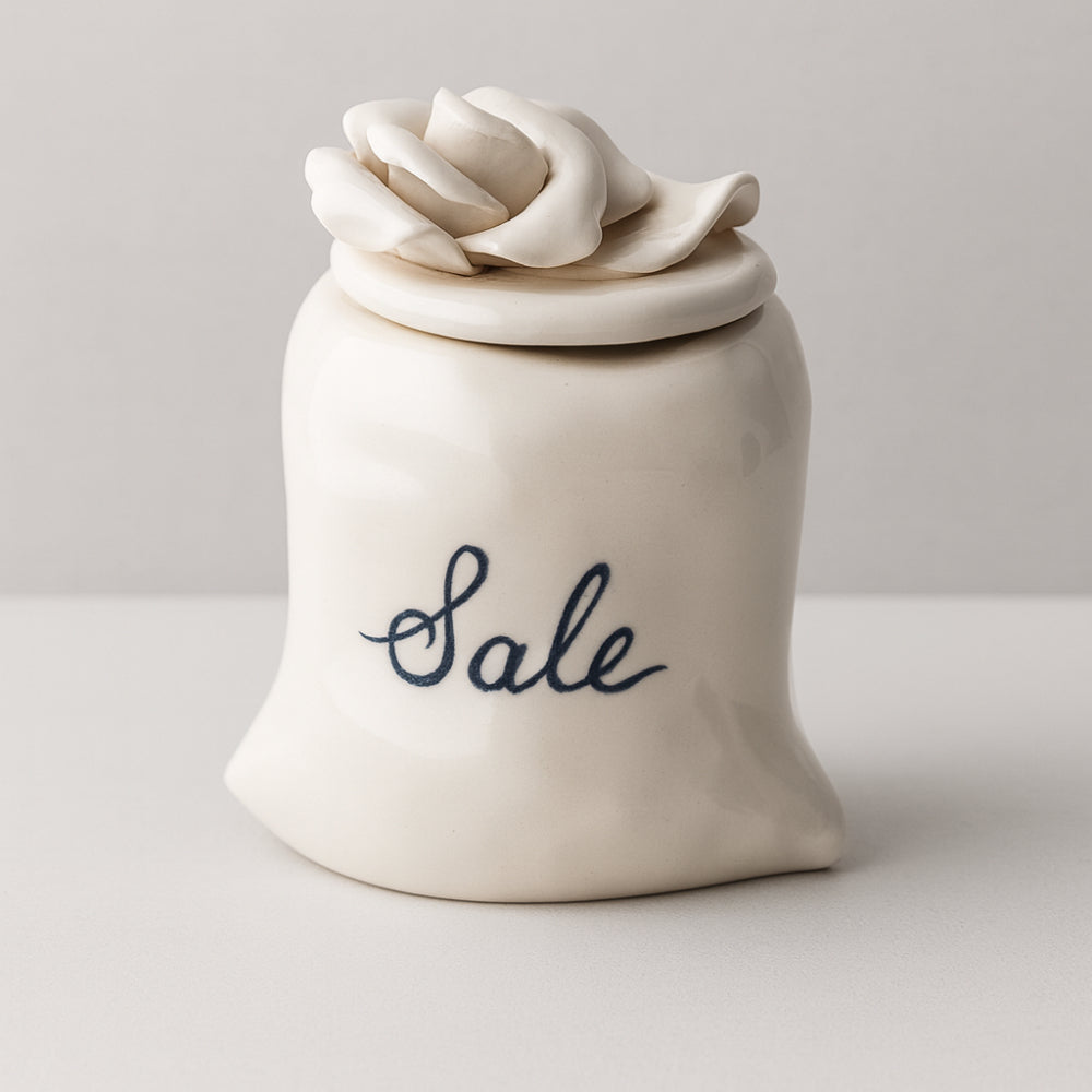 Barattolo sale in ceramica Arthesiama con tappo rosa 15x13 cm