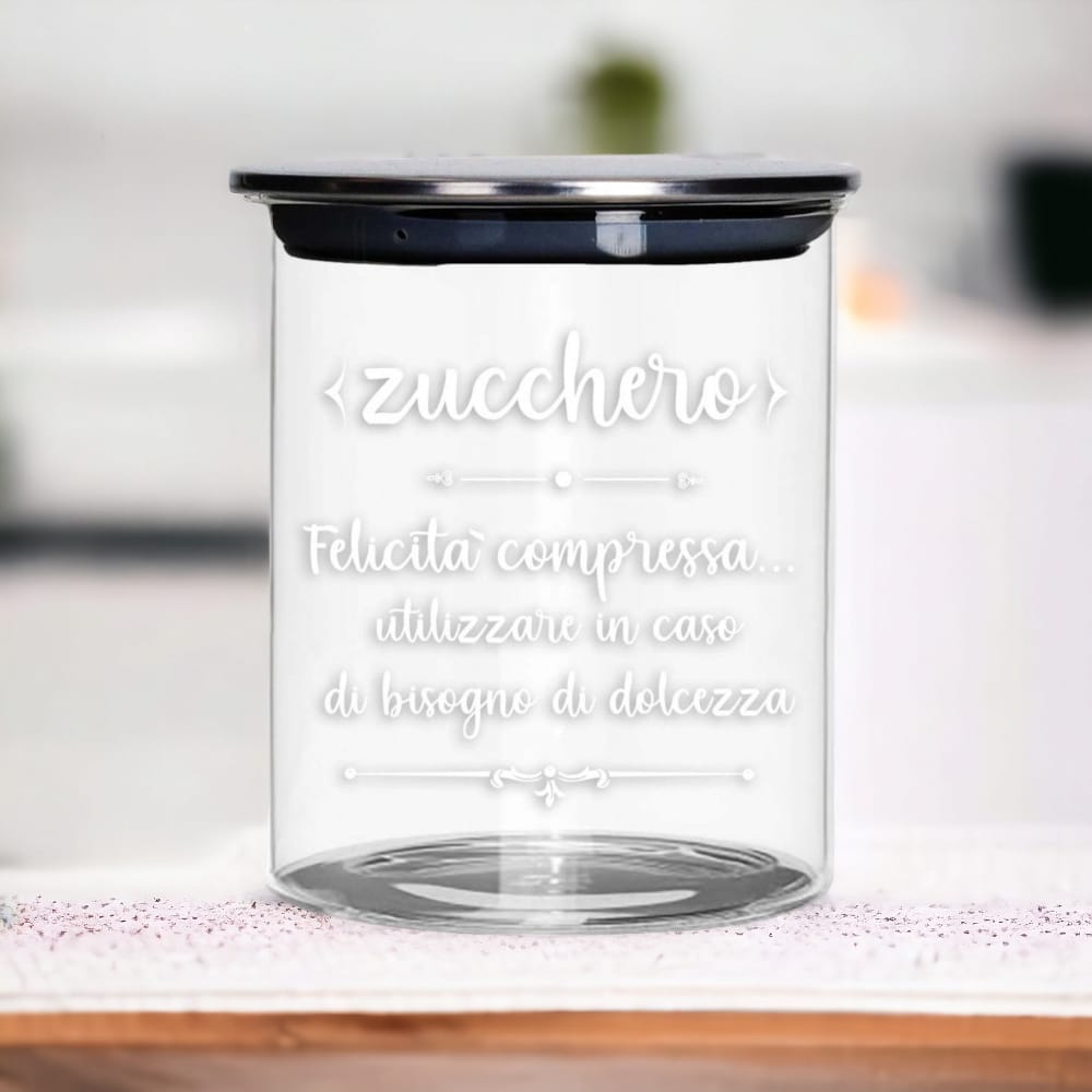 Brandani Barattoli Zucchero In Vetro Con Tappo In Metallo Capacità 500 Gr