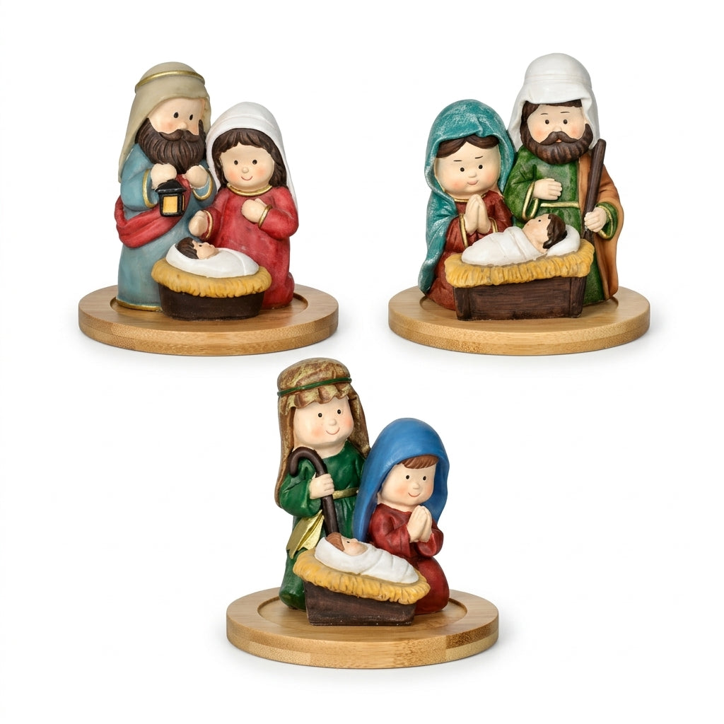 Brandani Natività con Base Resina e Bambù Ø12 H13 cm