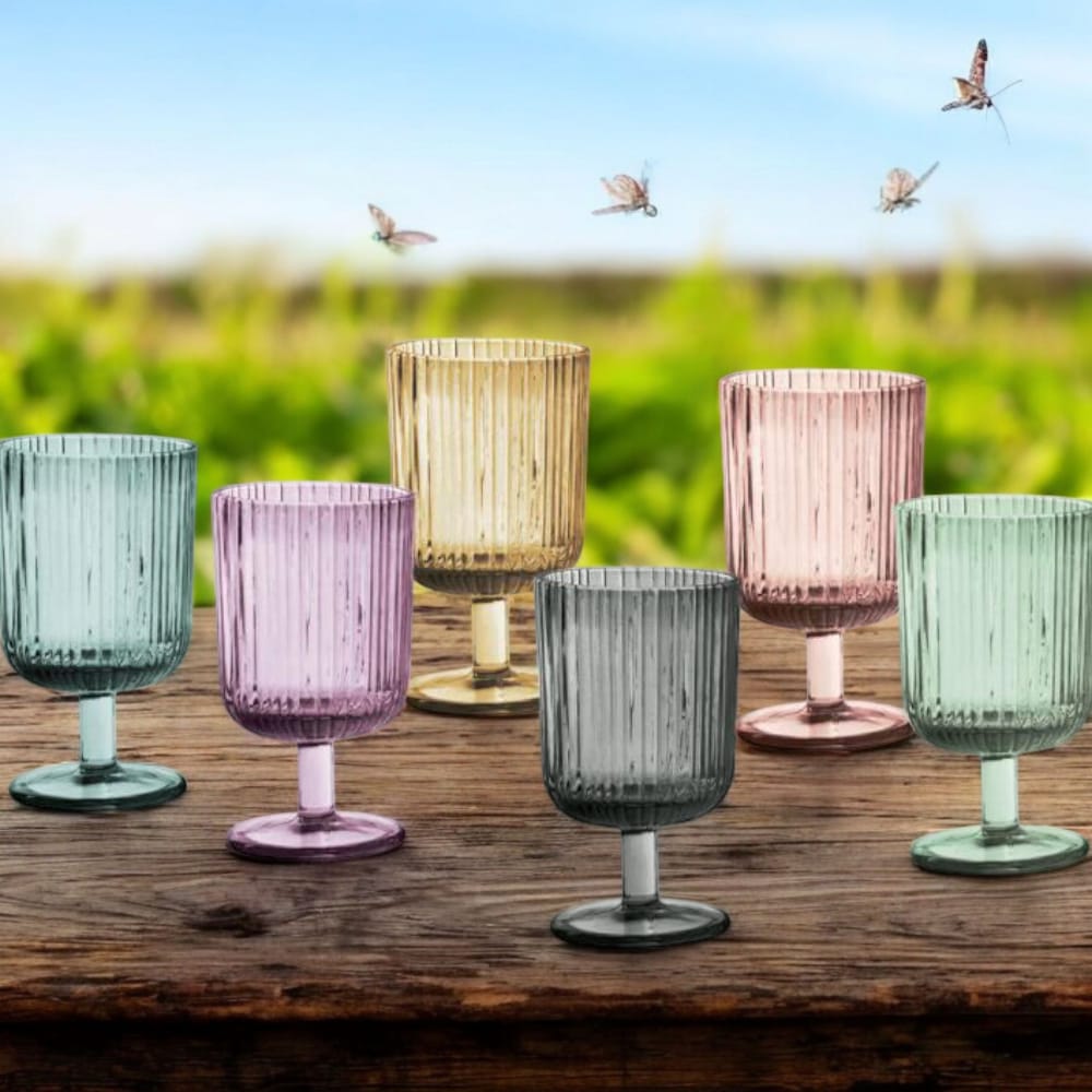 Brandani – Set 6 Calici Plissé Vetro Colori Assortiti 51069