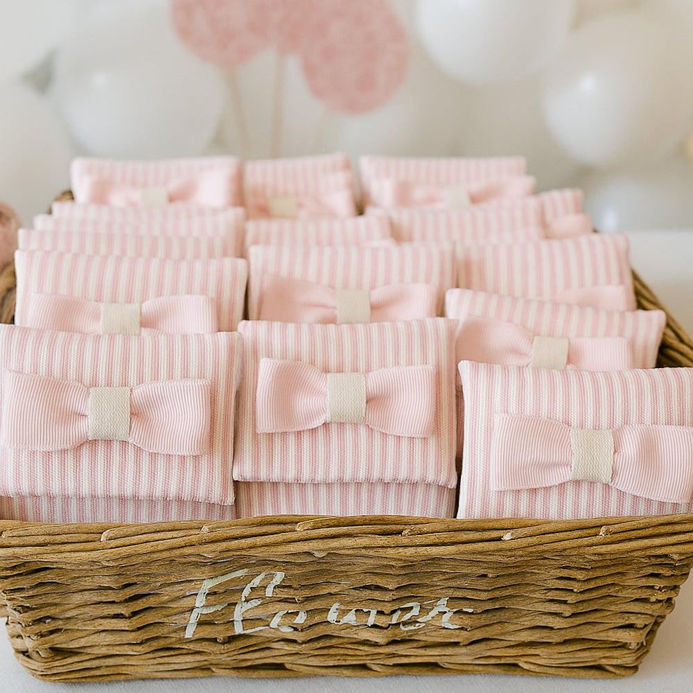Bustina Mini Pochette Rosa Cipria 10,5×9 cm con Fiocco Completa di confezione Lastminute Promo