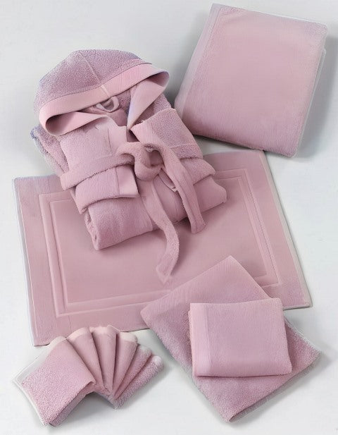 Combo Bagno Thea – Accappatoio + Set Spugna 11 pezzi in cotone idrofilo 550 g/m²