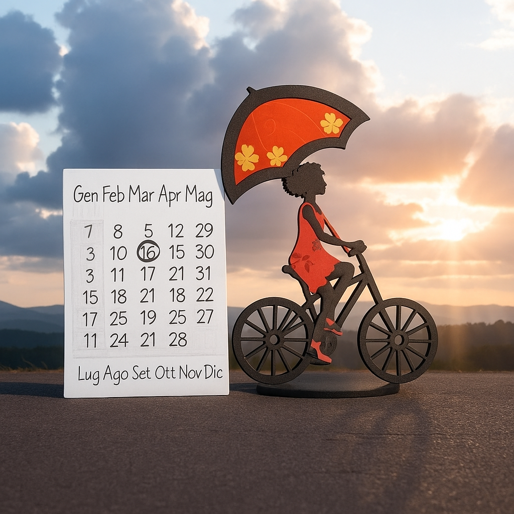 Calendario Carolina Arancio Le Ombrelline in ceramica 22x18 cm – Calendario da tavolo elegante Made in Italy