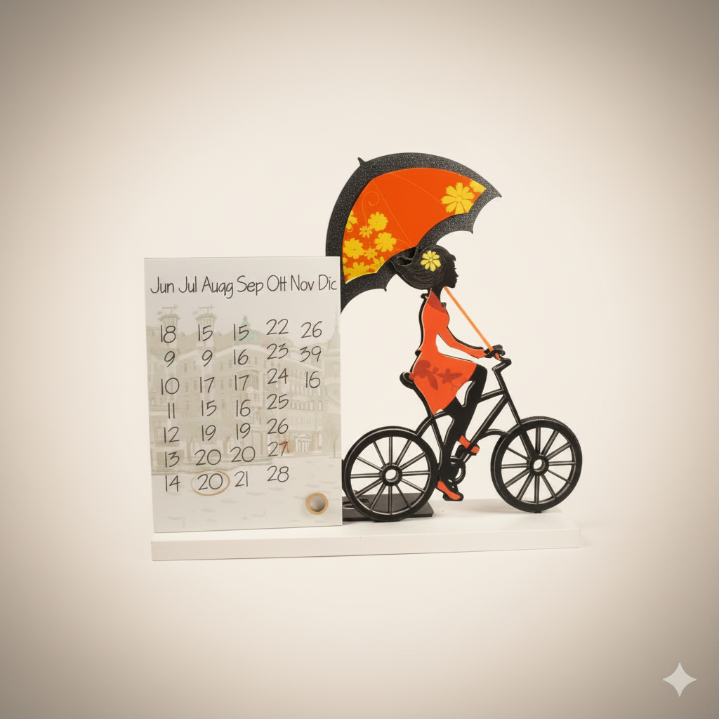 Calendario Carolina Arancio Le Ombrelline in ceramica 22x18 cm – Calendario da tavolo elegante Made in Italy