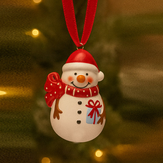 Campanelle Pupazzo di Neve Babbomatto H 7,5 cm decorazione per albero di Natale