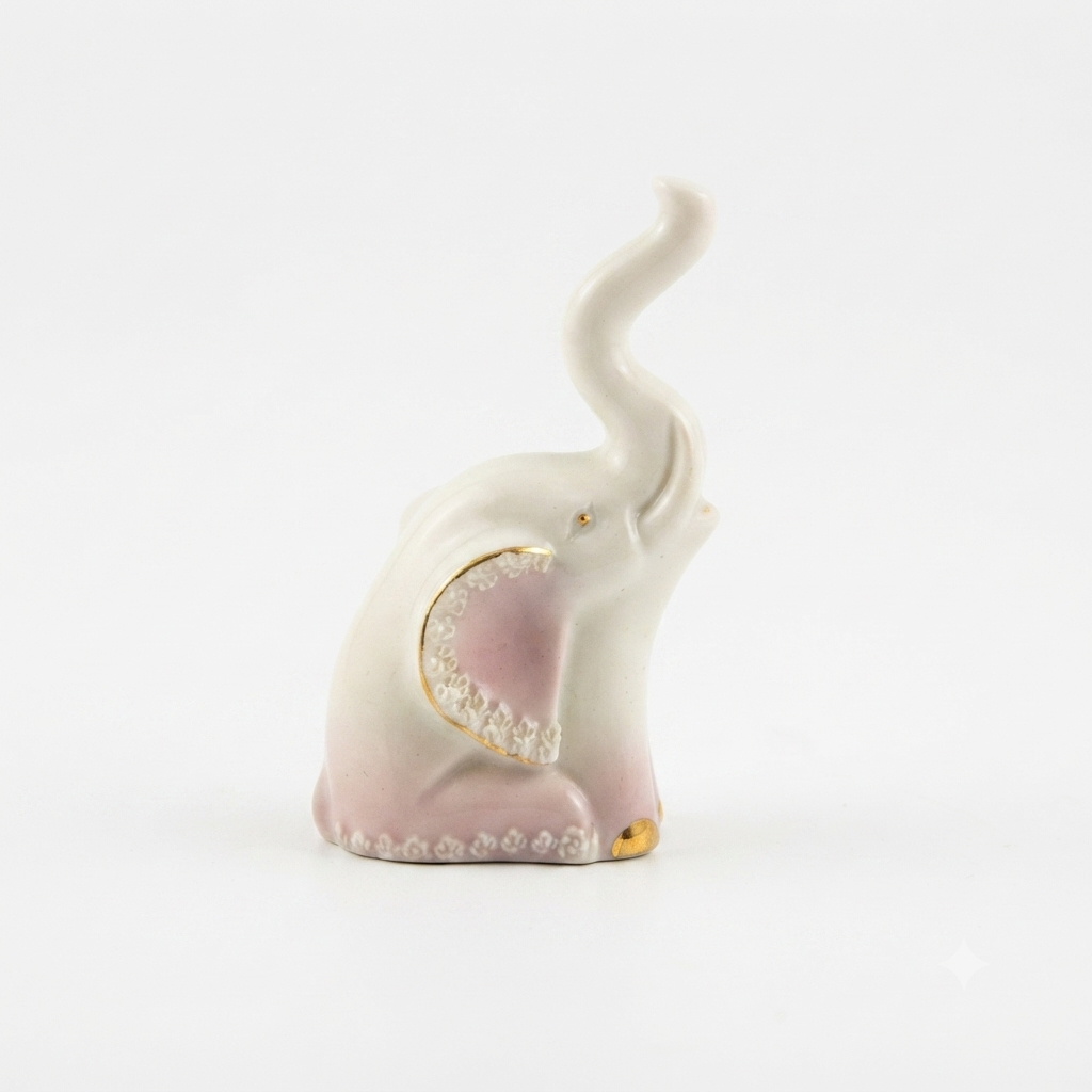 Cattin Elefante Decorativo in Porcellana Avorio Rosa Oro 11x6 cm