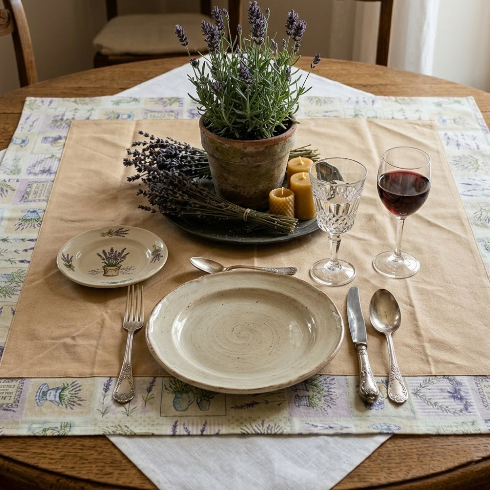 Centro Tavola Cotone Decoro Pasquale 90x90 cm