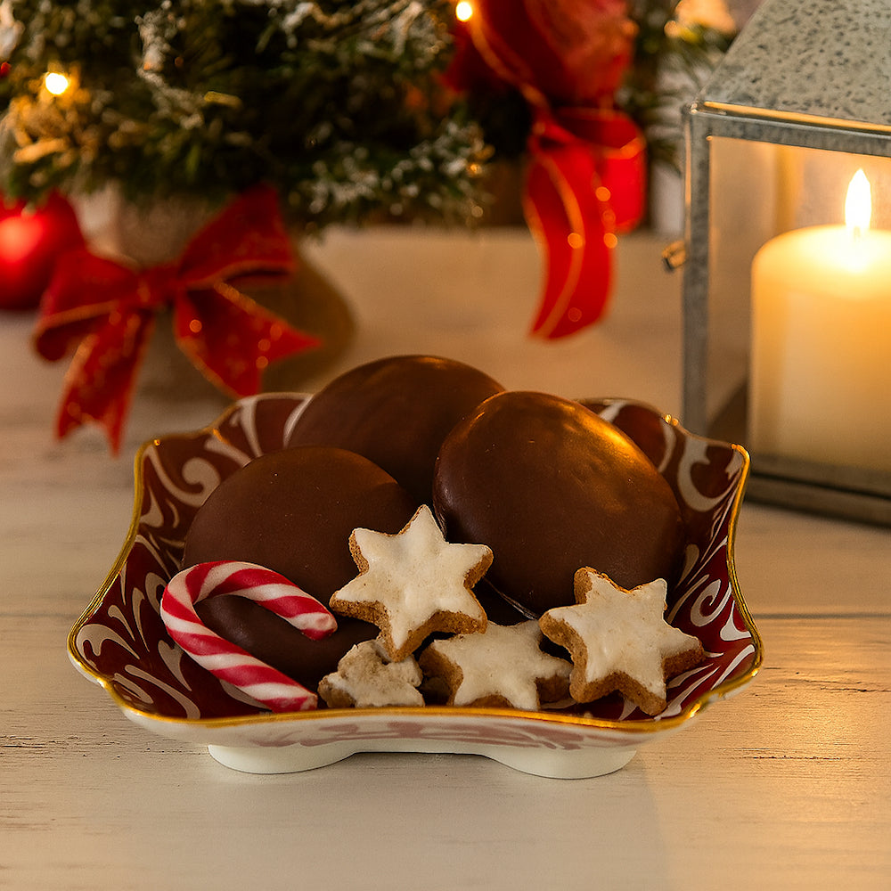 Centro porta cioccolatini Limoges in porcellana con filo oro 22k 19 cm – Le Favole