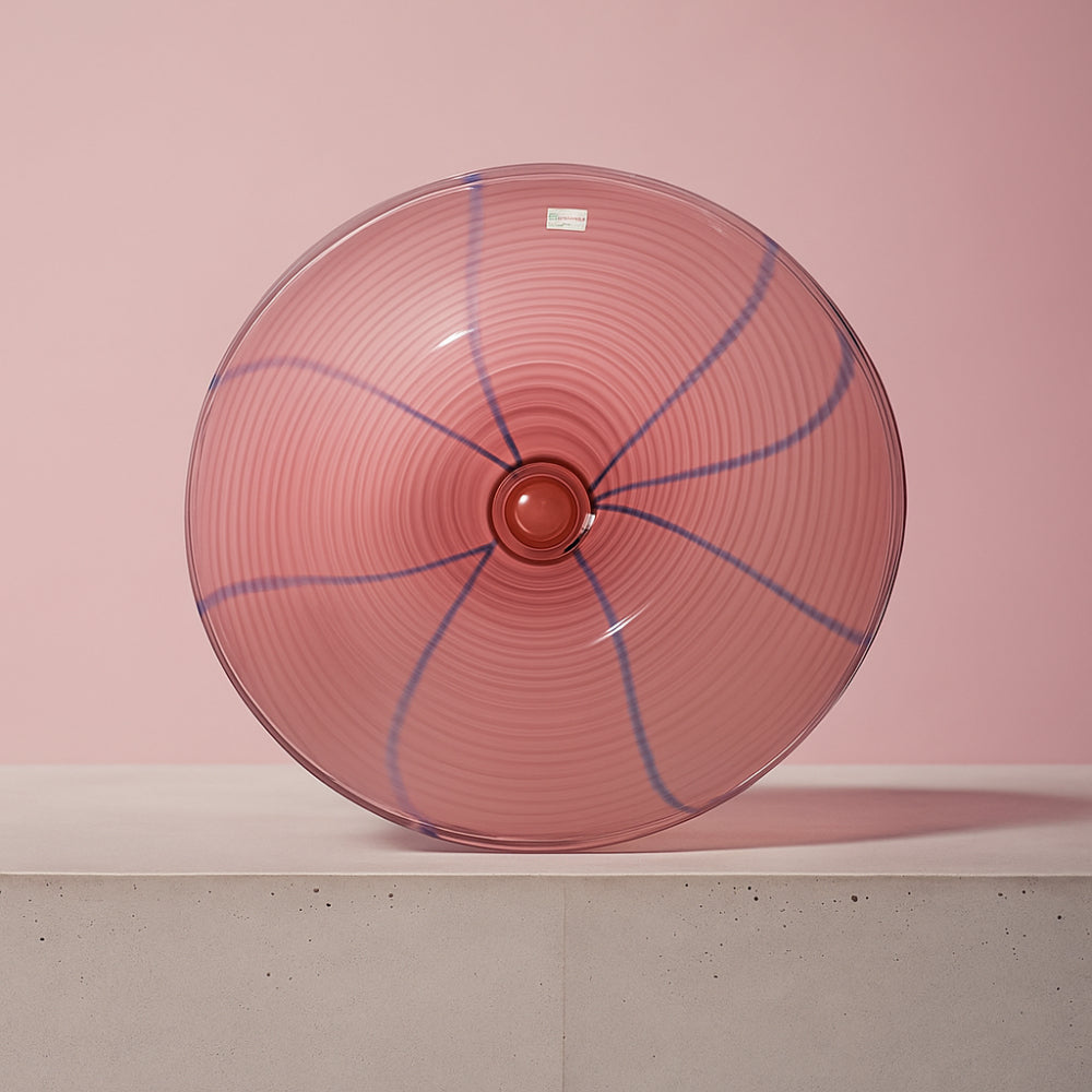 Centrotavola Michielotto vetro rosa con girali Ø 39 cm decorativo