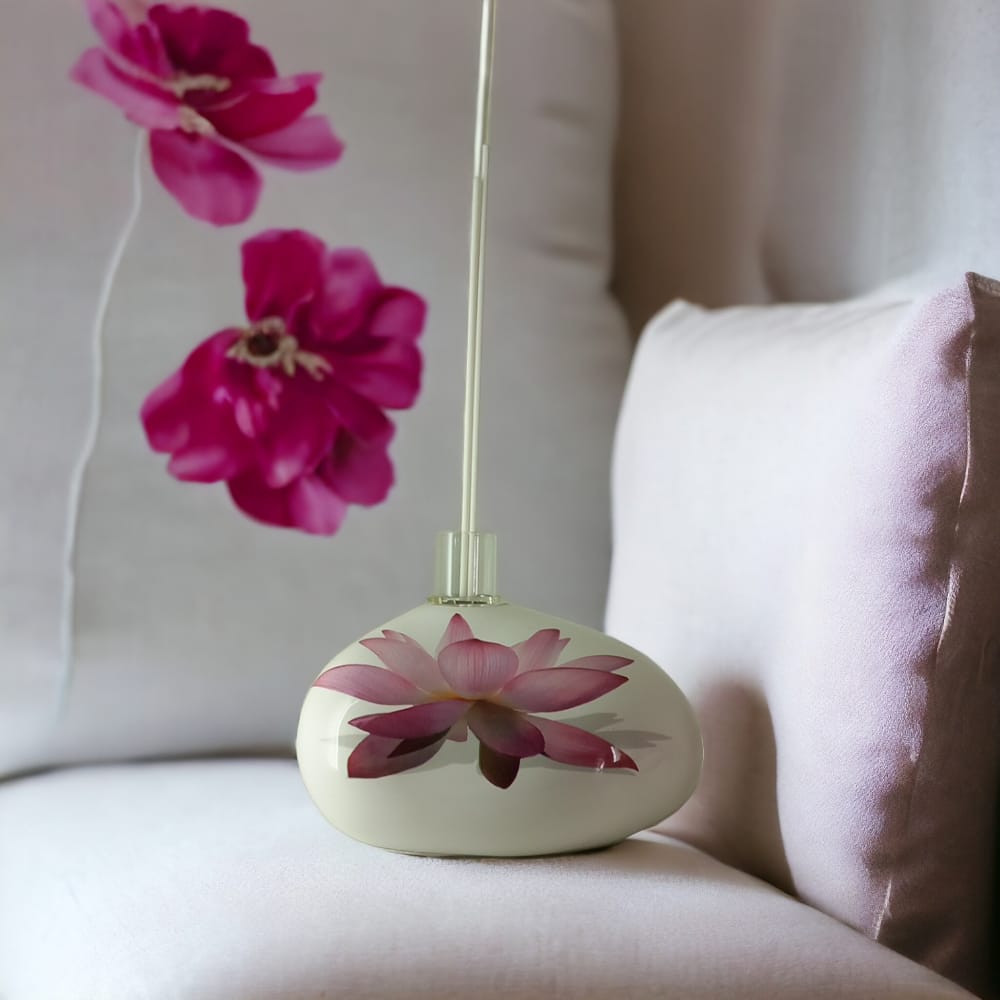 Ceramiche Viva Diffusore D Ambiente Aromi In Porcellana Sasso 15cm con midollini