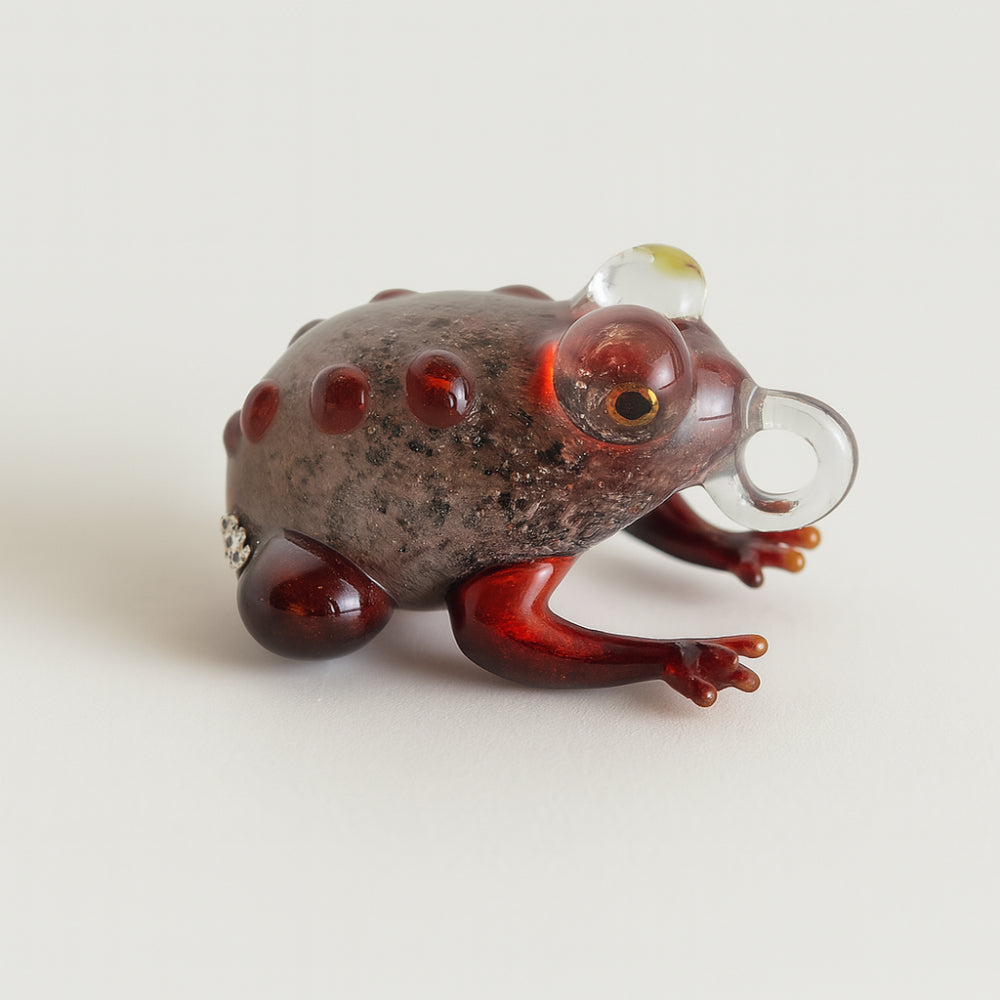 Charm rana rossa Gabbiani Murano 3 cm pendente portafortuna