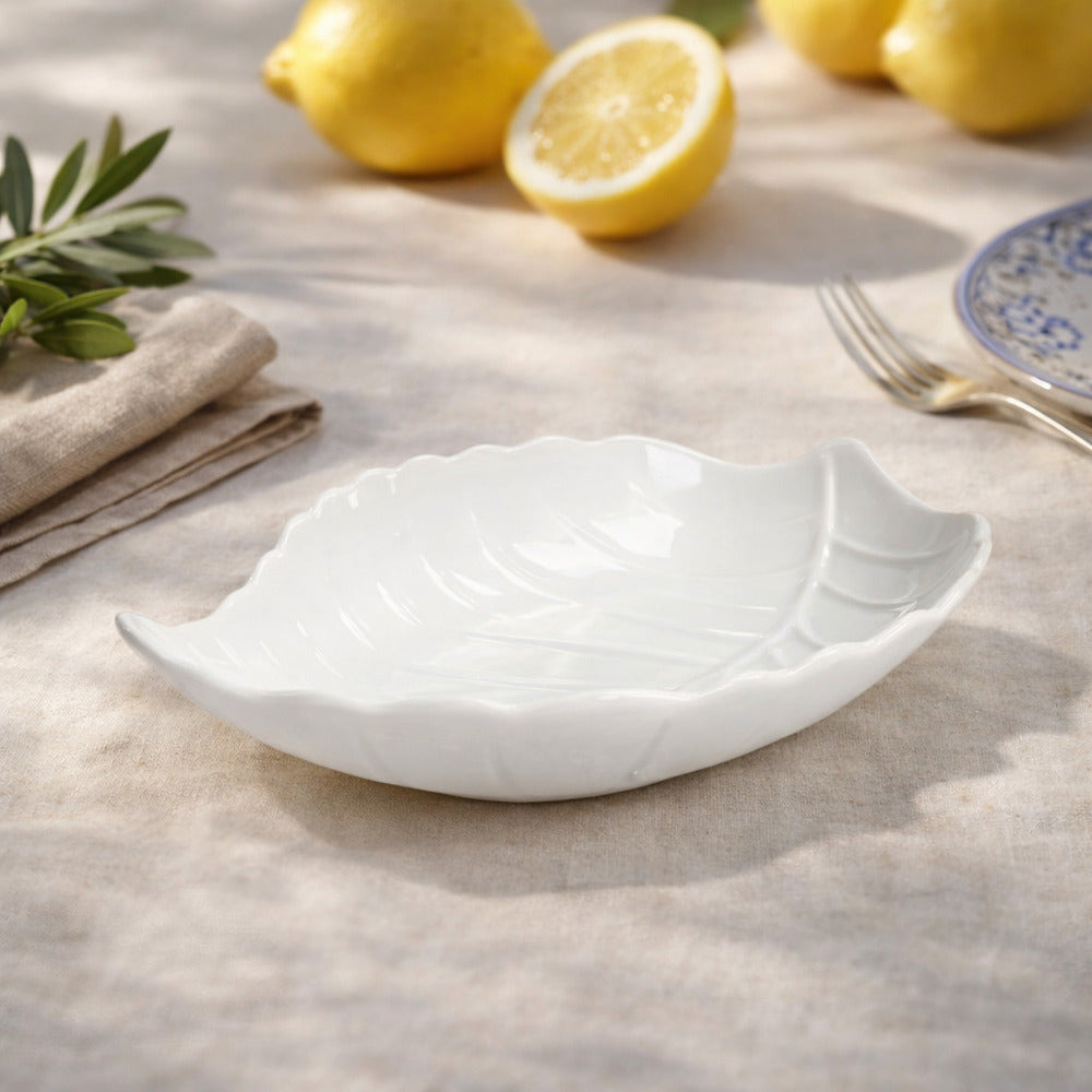 Ciotola Foglia Alloro Brandani porcellana 31x22 cm Art 51555