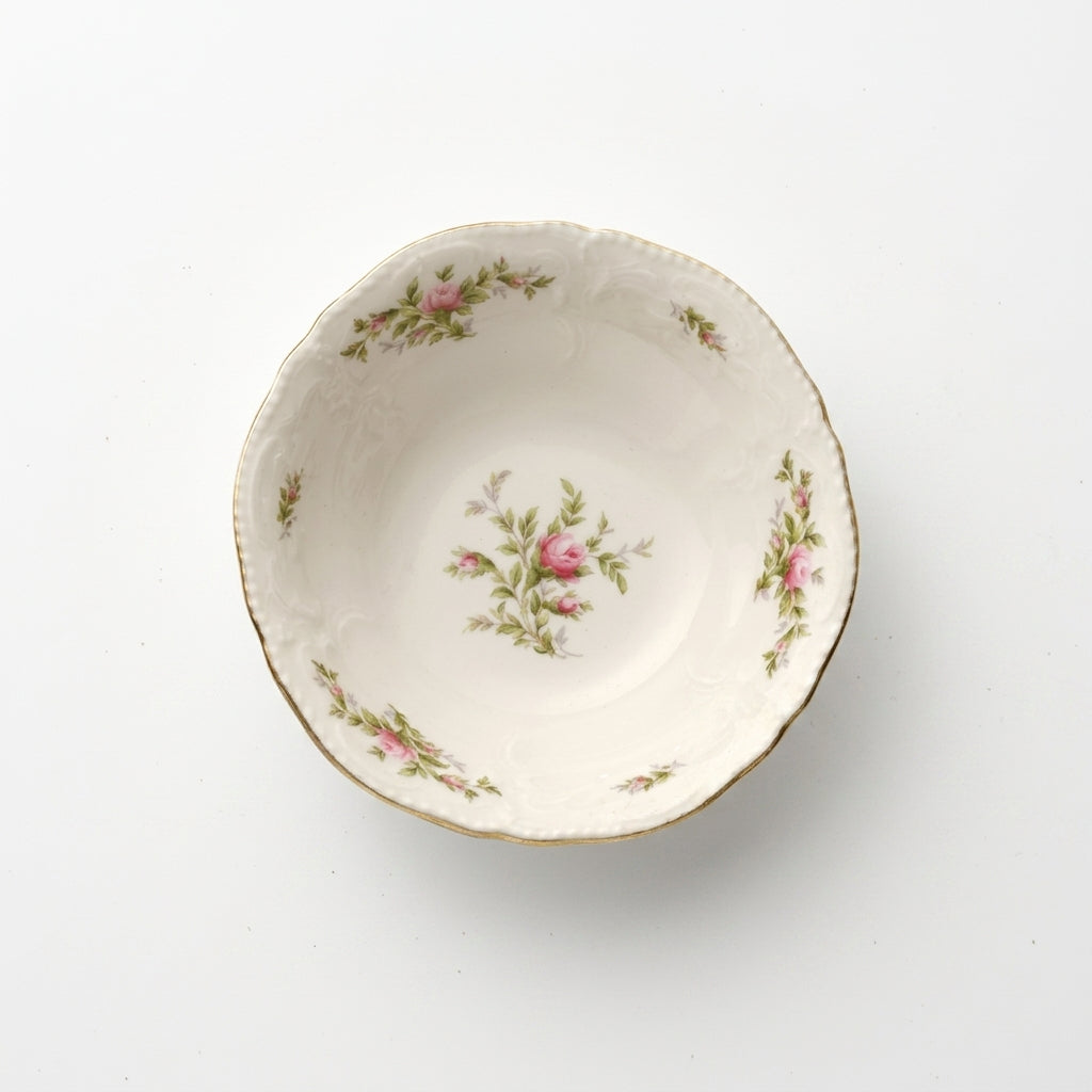 Coppetta da macedonia e dessert in porcellana avorio a rilievo con decoro floreale Rosenthal Sanssouci Ramona diametro 15 cm