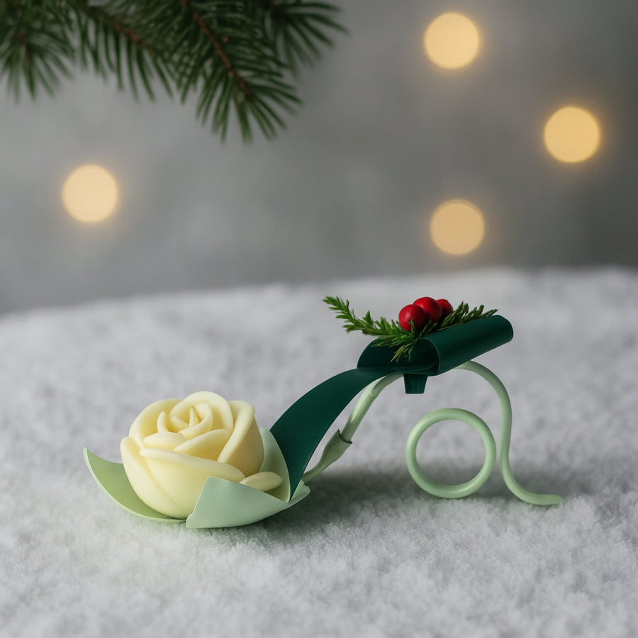Coppia porta candele in ferro bianco decorato – Collezione Noël per decorazioni eleganti natalizie
