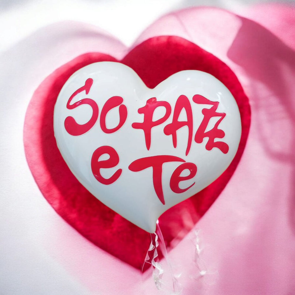 Cuore bianco Capodimonte Sharon "So Pazz e Te" 12x14 cm – Decorazione d'amore Made in Italy