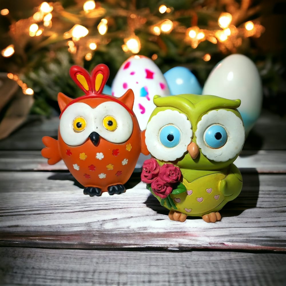 Cuorematto Set 2 Gufo Decorazione Pasquale 11x9 cm Pasqua