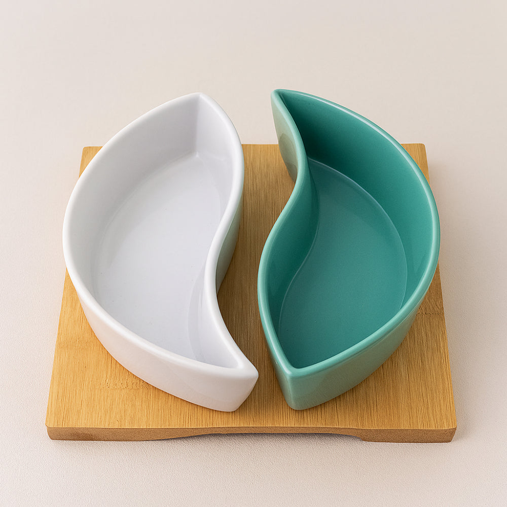 Cuorematto Antipastiera Legno/Porcellana 18×18 cm