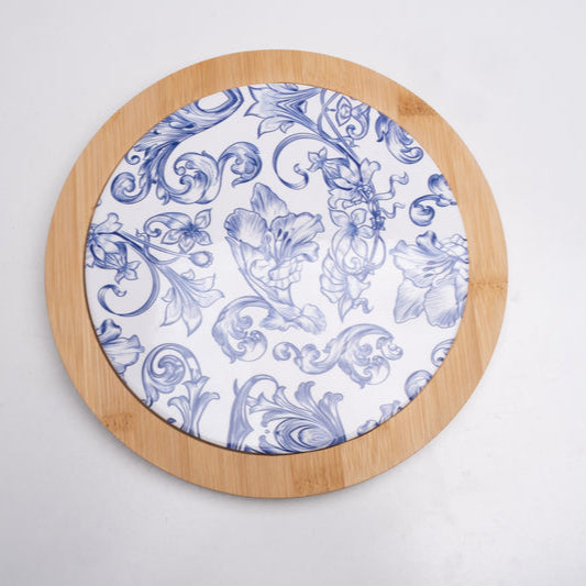 Cuorematto Antipastiera in legno e Fregio Maioliche Rotante cm Ø22 D9024
