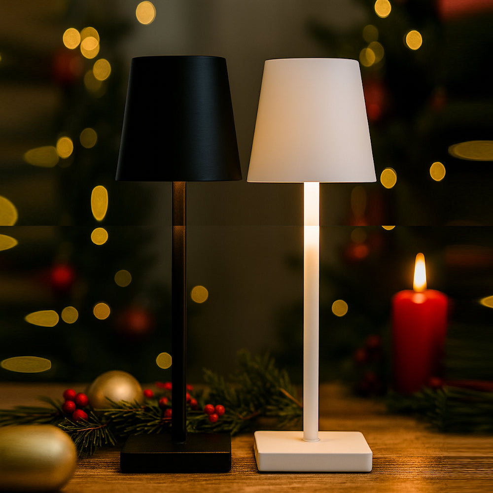 Cuorematto Lampada LED Cono Ricaricabile Cuorematto - 39 cm Bianco/Nero F1121 noel