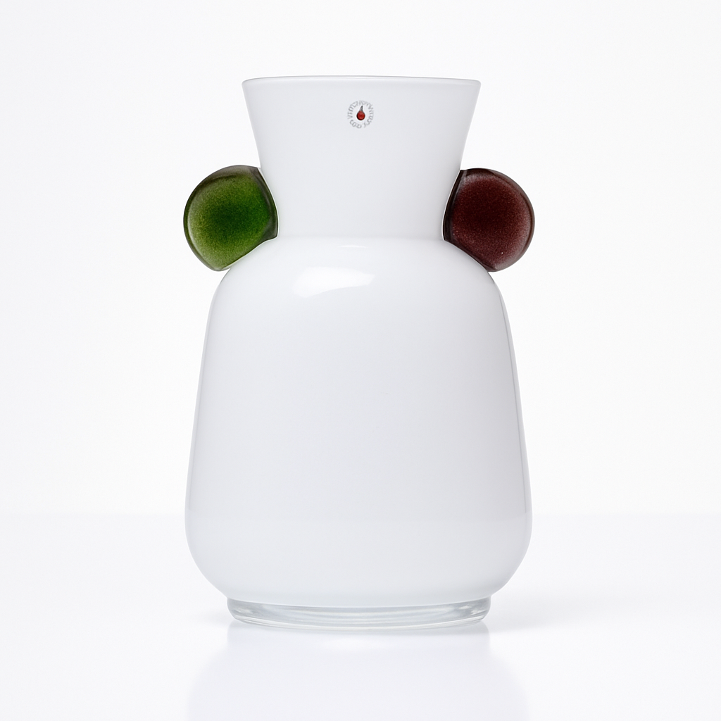 Cuorematto Vaso in Vetro D9001 - 25 cm Bianco, Verde e Ametista