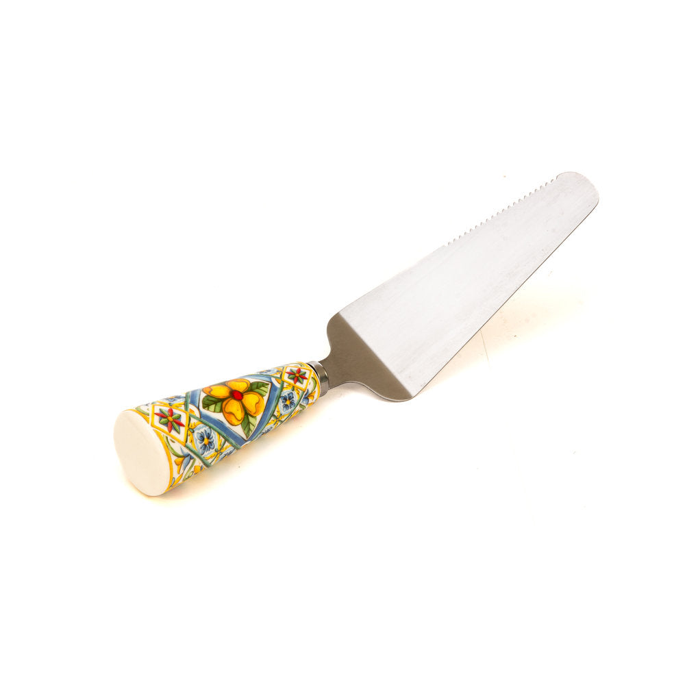 Cuorematto Pala Torta Dolce Mediterraneo 27 Cm in Acciaio e Porcellana