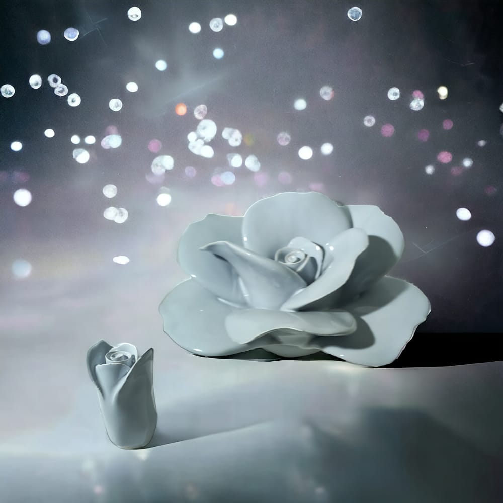 Dea – Rosa Porta Candele Capodimonte H.8x13 cm Grigio Chiaro